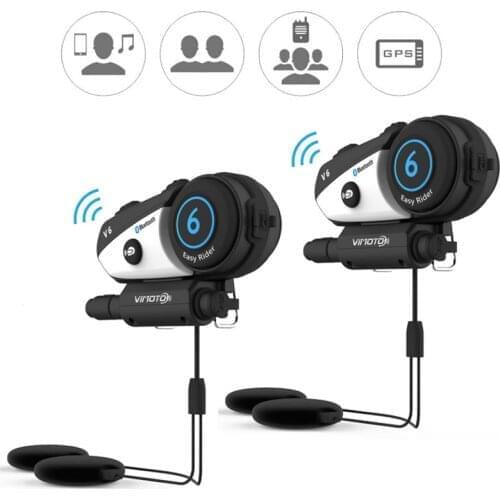 English Version Vimoto V6 Motorcycle Helmet Headset Intercom Bluetooth Stereo Headphone Multipoint Connection BT Interphone