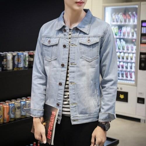 New Arrival Men Jean Jackets Fashion Single Breasted Male Jacket Casual Loose Jacket For Men Streetwear Denim Outwear Plus Size