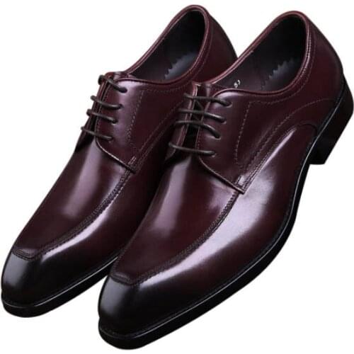 Fashion Black / Brown Tan Social Shoes Mens Business Dress Shoes Genuine Leather Goodyear Welt Derby Shoes Male Wedding Shoes