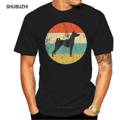 Basenji Shirt - Vintage Retro Basenji MenS T-Shirt - Dog Silhouette Icon Shirt Birthday Gift Tee Shirt
