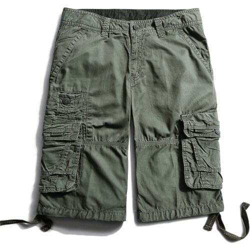Men Summer New Casual Pockets Camouflage Cotton Cargo Shorts Men Solid Loose Camo Knee-length Men Fashion Street Hip Pop Shorts