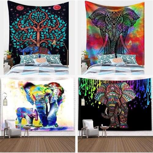 Elephant Wall Cloth Tapestry Psychedelic Wall Hanging Animal Carpet Twin Hippie Tapestry Boho Hippy Home Decor Bedspread Sheet