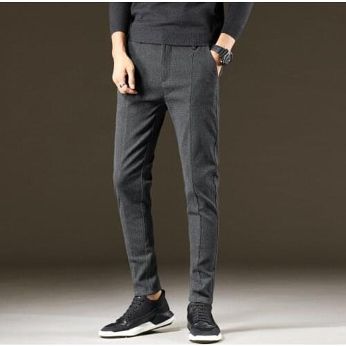 MRMT 2021 Brand Autumn and Winter New Mens Trousers Thick Money Slim Straight Pants Casual Pants for Male Cotton Trouser