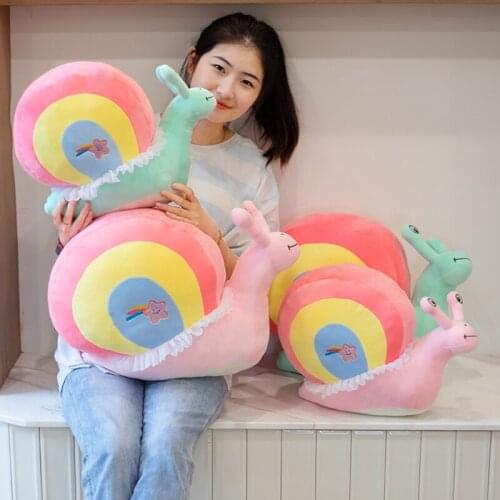 New Arrive 40-50cm Cartoon Rainbow Snail Plush Toys Lovely Stuffed Soft Dolls Nap Pillow for Children Kids Creative Gift