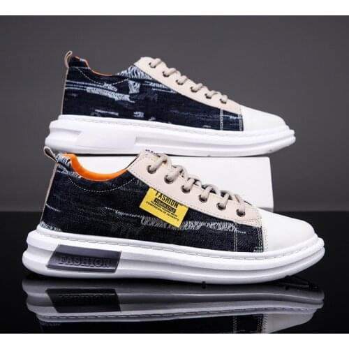 Low-top Casual Men Vulcanized Shoes Fashion Personality Denim Lace Up Sneakers Spring/Summer Hot Sale Footwear