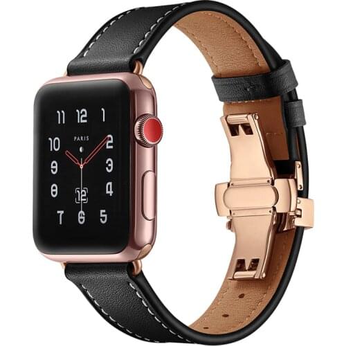 Strap for Apple Watch 5 band 44mm 40mm Iwatch 42mm 38mm Genuine Leather Stainless Steel Watchband Bracelet for series 5 4 3 2 1