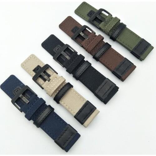 Sport Watchbands For Panerai 20mm 22mm 24mm Men Watch Band Strap Metal Buckle Jeep Nylon Lealther Wrist Band black DropShopping