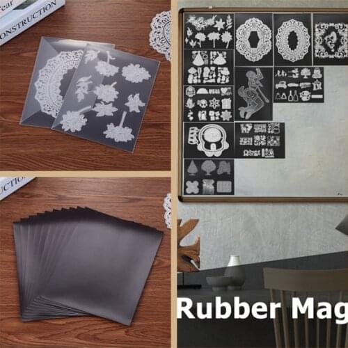 177*127Mm Rubber Soft Magnet Sheet Easy Convenient To Paste Self Adhesive Sticker Black Magnetic Mats for Cutting Dies Storage