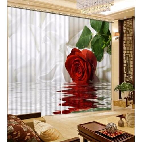 3D Curtain Photo Customize Size Silk Background Roses Curtain Bedroom Living Room Office Cortinas Breakdown Bathroom Shower