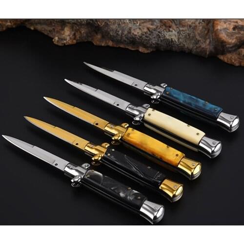 8.8'' Damascus Folding Pocket Knife Outdoor Survival Tactical Knife 440C Titanium Combat Utility Camping Rescue Hunting Knives