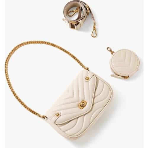 2021 Small PU Leather Shoulder Bag For Women new purse and Handbags Female Travel Crossbody Bag ladies chain Sling bag 2 PCS/SET