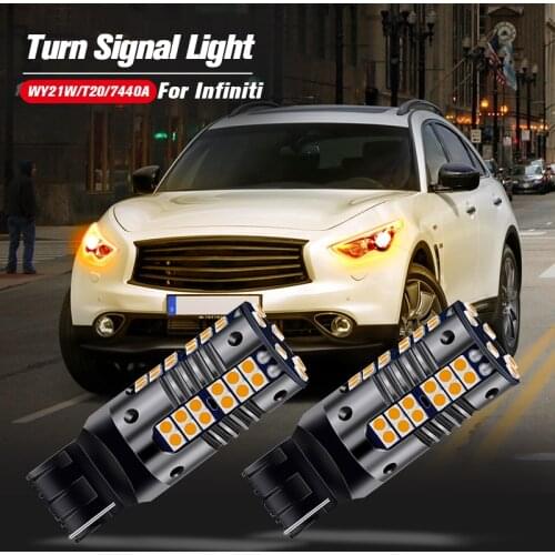 2pcs LED Turn Signal Light Blub Lamp Canbus WY21W T20 7440A For Infiniti Q45 Q50 Q60 Q70 G35 G37 M35 M37 M45 M56 QX56 QX70 QX80