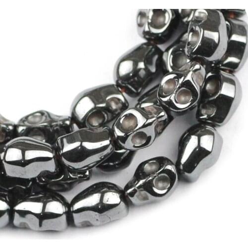 YHBZRET Natural Stone Skull Black Hematite 4/6/8MM Skeleton shape spacer Loose beads For Jewelry making bracelet accessories DIY