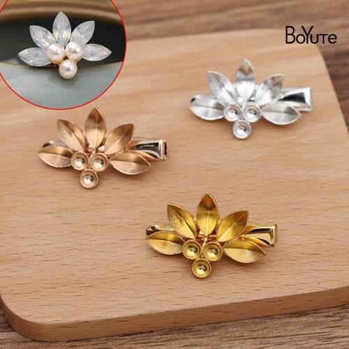 BoYuTe (10 Pieces/Lot) 22*31MM Alloy Flower Hair Clips Factory Supply Handmade Diy Hair Accessories Materials