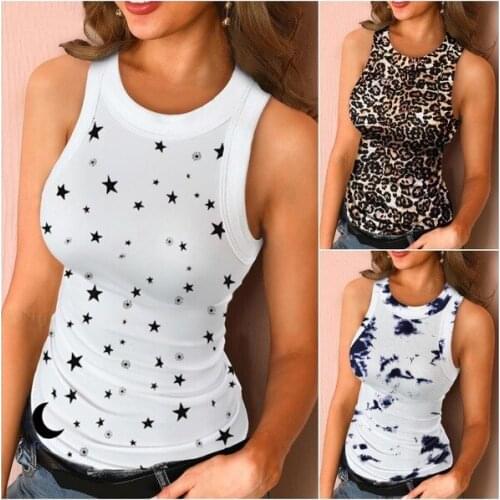 Ladies Sleeveless Vest Camisole Top Slim Basic Knitted Ribbed Vest Shirt Knitted Crew Neck Vest Breathable