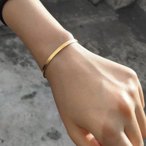 Stainless Steel Snake Chain Bracelet For Women 3mm 4mm Gold Silver Color Herringbone Bangles Bohemian Jewelry Gifts LDB319