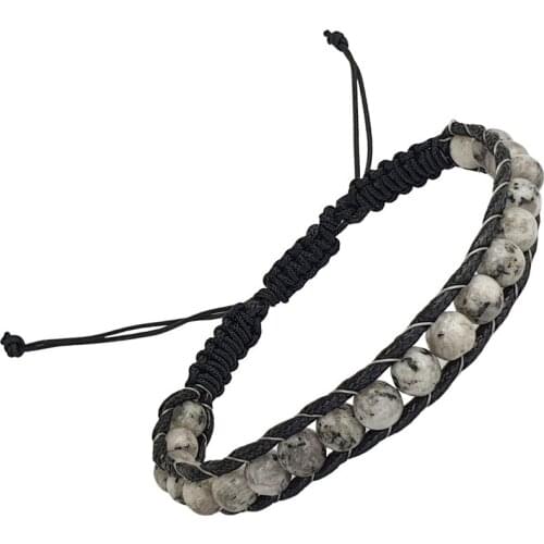 Natural Stone Charm Bracelets String Braided Macrame Bracelets Jaspers Friendship Wrap Bracelet Femme Women Men Jewelry