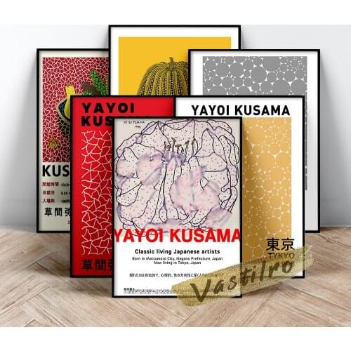 Yayoi Kusama Famous Classic Poster, Yayoi Pumpkin Wall Picture, Kusama Infinity Nets Painting, Vintage Dot Patten Canvas Prints