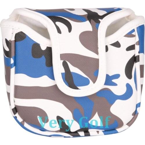1pc Golf Club Square Mallet Putter Head Cover Synthetic Leather with Blue Camouflage Print and Magnet Golf Mallet Cover