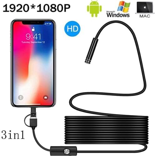 1080P Full HD USB Android Camera Endoscope IP67 1920*1080 1m 2m 5m Micro Inspection Video Camera Snake Borescope Tube