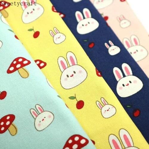 110x45cm Thick Fabric By Yard Patchwork Telas Tissu Costura Sewing Cotton Fabric Rabbit Bunny Print DIY Handmade Bag Home Decor