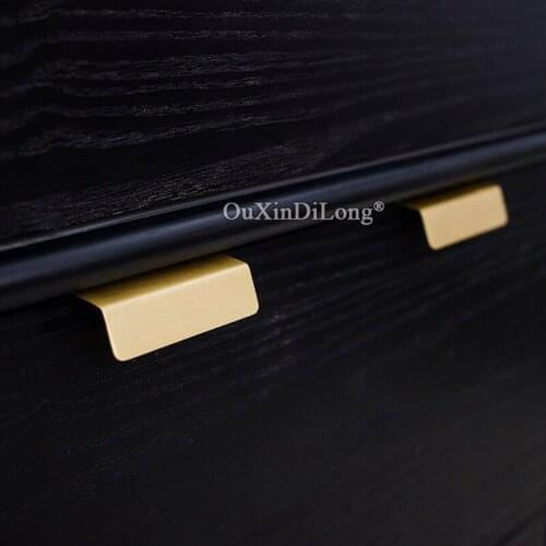 New 2PCS European Pure Brass Invisible Furniture Handles Drawer Pulls Cupboard Wardrobe Shoe Kitchen TV Cabinet Pulls Handles