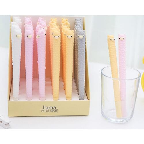 36pcs/pack black ink cute cartoon alpaca creative animal Llama gel pen unisex Rollerball pen sign pen school stationery