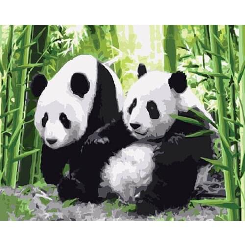 40*50 Cute panada wall art Oil Painting By Numbers on Canvas art cuadros wedding decoration Modular pictures poster DY048