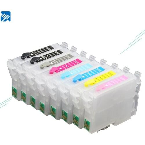 8PCS T0341 - T0348 Refillable Ink Cartridge for Epson R2100 R2200 Printer with auto reset chip drop shipping