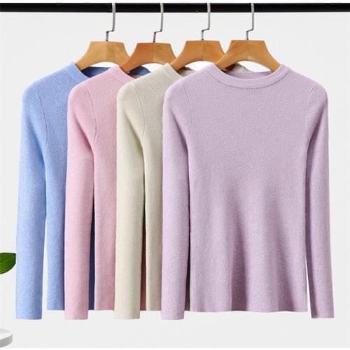 Gkfnmt Shiny Lurex Autumn Winter Sweater Women Long Sleeve Pullover Women Basic Sweaters Women 2020 Korean Style Knit Tops Femme
