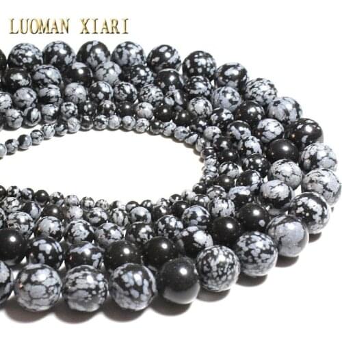 AAA+ Natural Stone Beads Snow Flake Jaspers Loose Beads for Jewelry Making Diy Necklace Bracelet 4/6/8/10/12mm Strand 15.5"