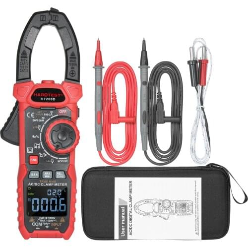 AC/DC Digital Clamp Meter True-RMS Multimeter Anto-Ranging Tester Current Clamp with Amp Volt Ohm Diode Capacitance Resistance