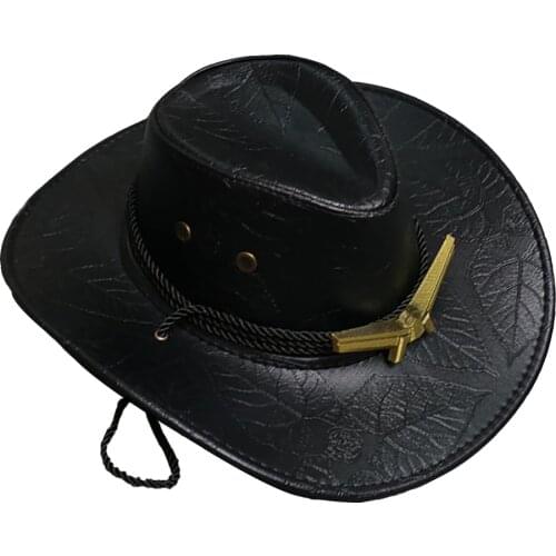 COSTHEME Overwatch Ashe Western Cowboy Hats,Cosplay Costume Accessories Game Anime Props Outdoor Wide Brim with Strap