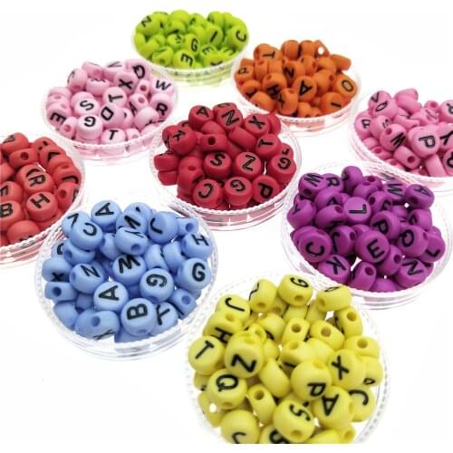 Color Acrylic Round Alphabet Spacer Beads Mixed Black Letter Beads for Jewelry Making DIY Bracelets Accessories Material Charms