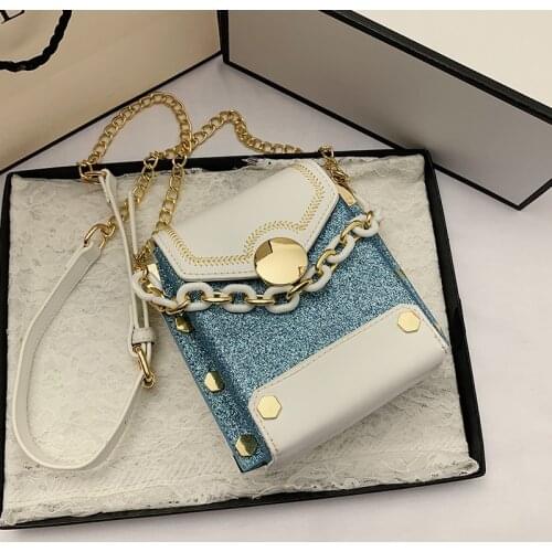 2020 Design Handbags High Quality PU Leather Women’s bag matel Chains shoudler Bag Luxury rivet flap for party Messenger Bag