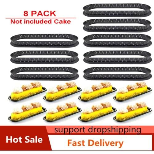 New 8Pcs Oval-Shape Mousse Circle Cutter Decorating Tool French Dessert DIY Cake Mold Perforated Ring Non Stick Bakeware Tart Ne