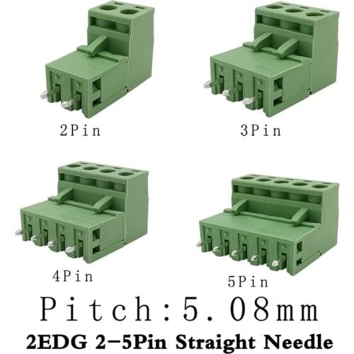 2EDG PCB Terminal Block 2EDG Pitch 5.08mm Straight Needle/Right Angle Header Plug Socket PCB Screw Terminal Block Connector