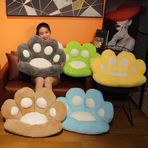 2 Sizes Kawaii Plush Bear Paw Mat Cute Animal Bear Cat Foot Pillow Heart Plush Cushion Stuffed Soft Toys for Home Decor Gifts