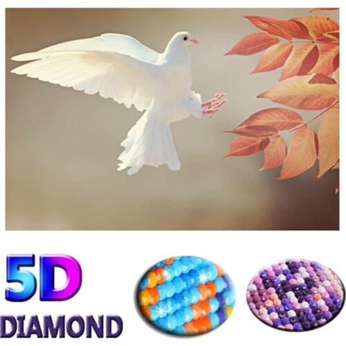 Modern Pattern DIY 5D Diamond Painting White Pigeon Full Drill Cross Stitch Kit Picture Of Resin Diamond Embroidery Accessories