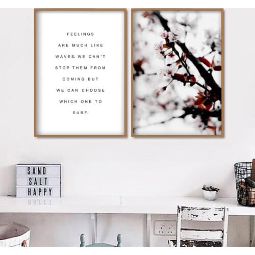 Winter Plum Flower Tree Quotes Wall Art Canvas Painting Plants Nordic Posters And Prints Salon Wall Pictures For Living Room