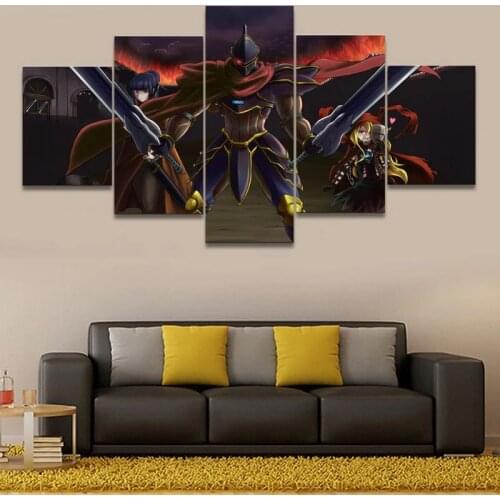 Wall Art Decor 5 Piece Overlord Anime Canvas Paintings Modular Modern Pictures for Living Room Home Decoration Posters