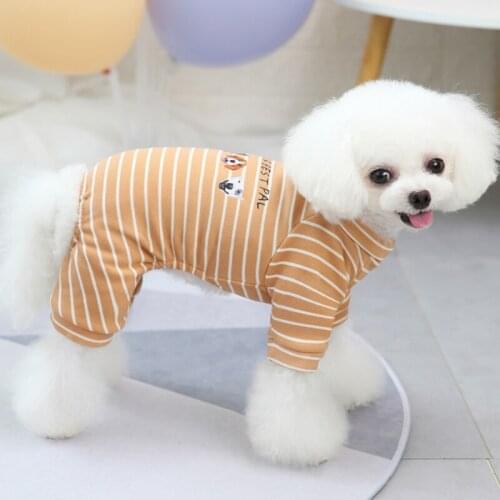 New Pet Clothes Striped Dog Jumpsuit Small Dog Cat Clothes Winter Dog Pajamas Autumn Clothes for Dogs Chihuahua Pet Cat Clothing