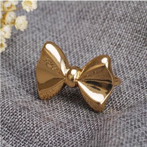 New Hot fashion Two-finger double-loop bow female ring