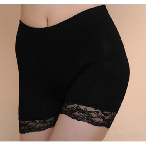 NEW Womens Ladies Dancing Safety Shorts Spandex Elastic Lace Short Pants Safety Underwear Sleepwear Black White