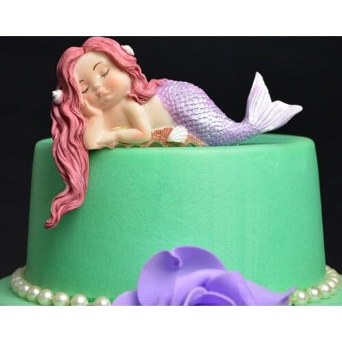 Food Grade Little Mermaid Wedding Birthday Fondant Cake Decoration Mould Chocolate Silicone Mold