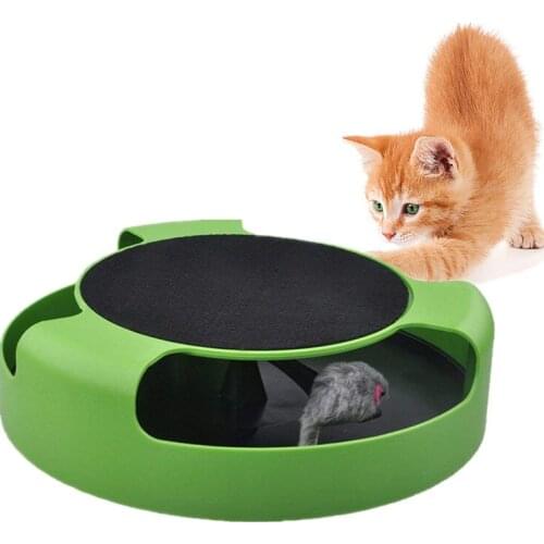 Plastic Rotating Moving Cat Mouse Toy Interactive Cat Playing Mice Toys With Scratcher Kitten Training Game Pet Supplies
