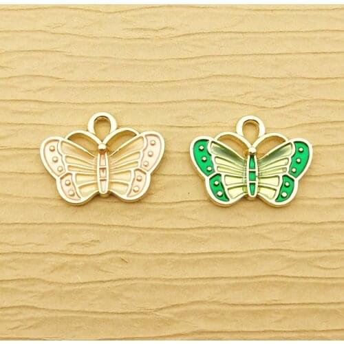 10pcs 12x17mm enamel butterfly charm for jewelry making cute earring pendant necklace bracelet charms