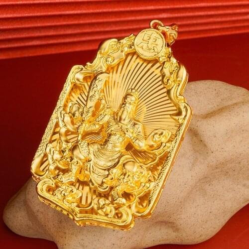 Hollow Portrait Pendant Necklace Chain Yellow Gold Filled Men Fashion Jewelry Gift