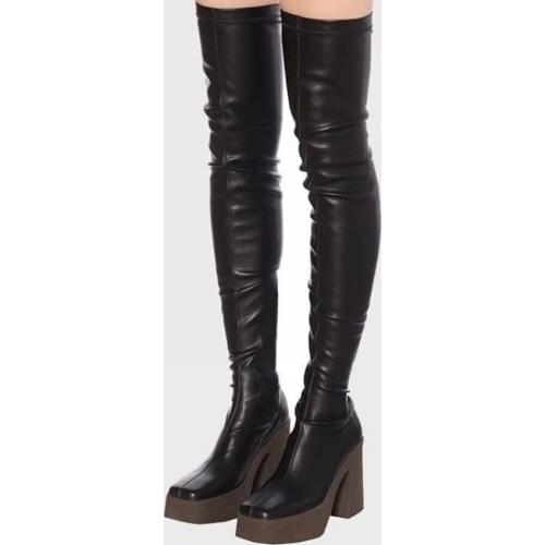 9.5CM Heels Womens Winter Shoes Women Thigh High Boots Ladies Snow Boot Platform Shoe Woman Over The Knee Leather Boots Bottine