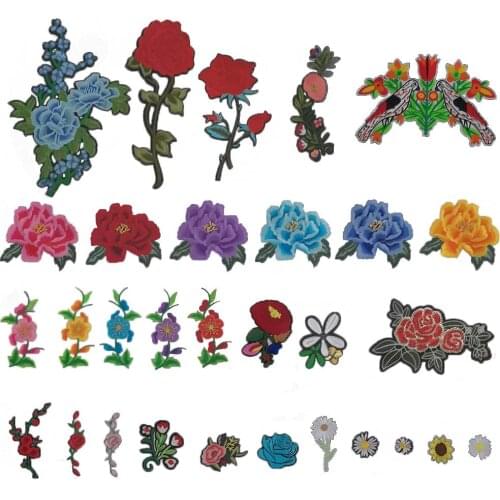 Rose flower embroidery DIY colorful style can be sewn womens chest applique craft material supplies accessories 1PCS for sale